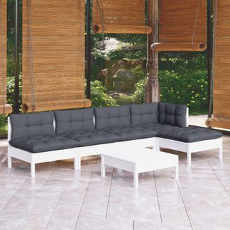vidaXL Vidaxl - Muebles De Jard&iacute;n 6 Pzas Con Cojines Blanco Madera De Pino