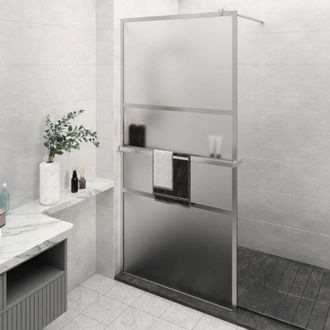 vidaXL Mampara Ducha Con Estante Vidrio Esg Y Aluminio Cromo 115x195cm Vidaxl