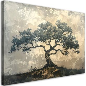 Feeby Impresi&oacute;n De Imagen, &Aacute;rbol Grunge Naturaleza Beige Gris, 120x80