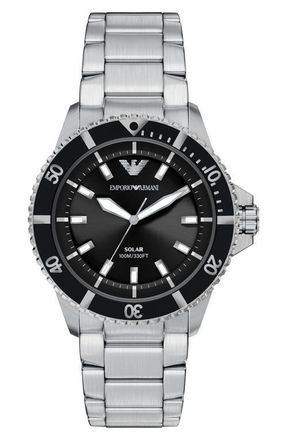 Emporio Armani World Explorer Solar Bracelet Watch, 42mm in Silver at Nordstrom