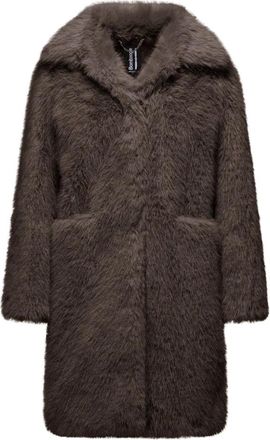 Bomboogie Abrigo Largo de Botonadura &Uacute;nica en Piel Sint&eacute;tica - Coats - Mujer - Marr&oacute;n - L