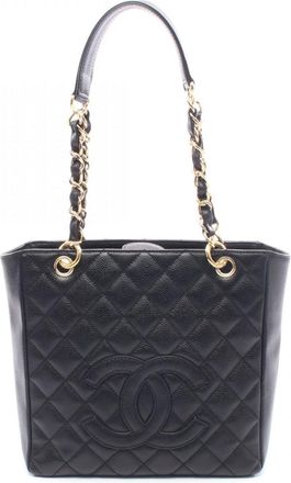 Chanel Black Leather Handbag Tote Bag (Pre-Owned)