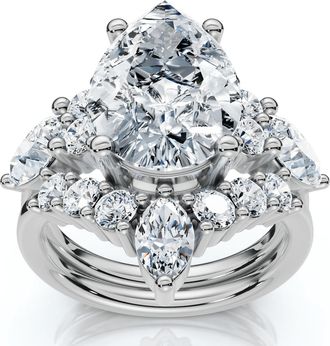 Pompeii3 Certified 2.90Ct Pear Diamond Engagement Ring Set 14k Gold or Pt Lab Grown