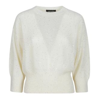 Fabiana Filippi Round-neck Knitwear, female, Beige, Size: XS Casual Knit Pullover Sweater