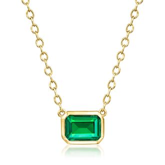 RS Pure by Ross-Simons Lab-Grown Emerald Necklace in 18kt Gold Over Sterling