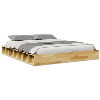 Berkfield Home Bed Frame without Mattress 140x190 cm Solid Wood Oak in Brown