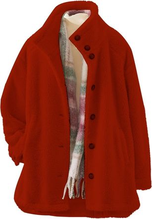 Generic Your Order TodayS Deals of The Day Fleece Jacket Women Winter Warm Solid Color Fleece Coat With Pockets Oversized Long Sleeve Fluffy Cardigan Casual B
