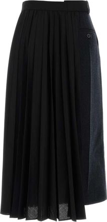 sacai Two-Tone Wool Skirt - Navy