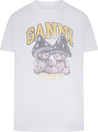 Ganni T-SHIRT WITH TEDDY MUSHROOMS PRINT - Ganni - Woman