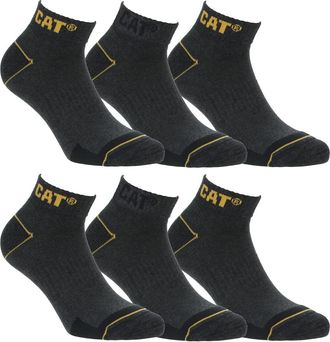 CAT Caterpillar 6 Pairs Mens Work Sneakers Reinforced Heel and Toe Excellent Quality Cotton Sponge (11-14, Grey)