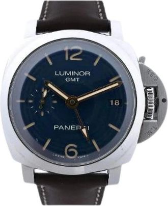 Officine Panerai Pre-owned Luminor GMT - Heren - Vintage Horloges - Blauw - ONE Size - Leer - Vintage
