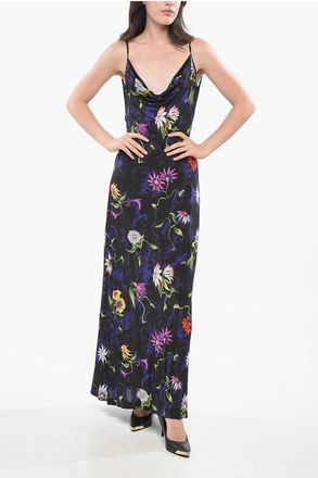 MACCAPANI Open Back Floral Motif Maxi Dress size M