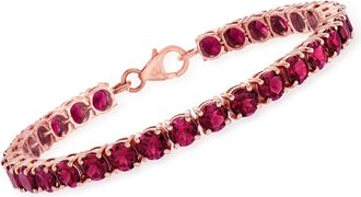 Ross-Simons Rhodolite Garnet Tennis Bracelet in 18kt Rose Gold Over Sterling