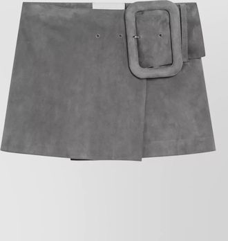 Ami mini skirt suede texture belted design