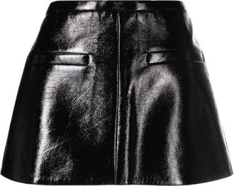 Courr&egrave;ges Heritage A-line Vinyl Minirok - Dames - Korte rokken - Zwart - M - Katoen - Rokken