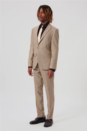 Shelby & Sons Mens Blythe Slim Fit Beige Check Jacket - Size 40 (Chest)