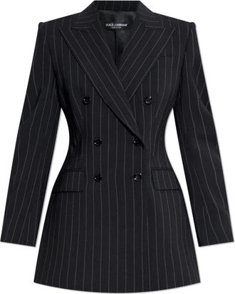 Dolce & Gabbana Blazer met streepmotief - Dames - Blazers - Zwart - XL - Wol - Jassen