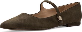 Lauren Ralph Lauren Londyn Suede Mary Jane Womens Dress Flat Shoes Dark Olive : 9.5 B - Medium, Leather