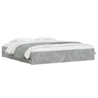 Berkfield Home Modern Bed Frame w/Drawers Frame Concrete Grey 180x200 cm Super King