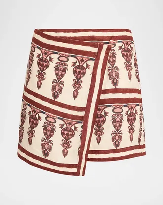 Johanna Ortiz Roots Linen Mini Wrap Skirt