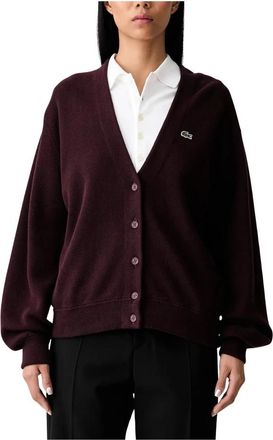 Lacoste V-hals kabelsteek katoenen vest - Dames - Vesten - Rood - XS - Katoen - Truien & Vesten