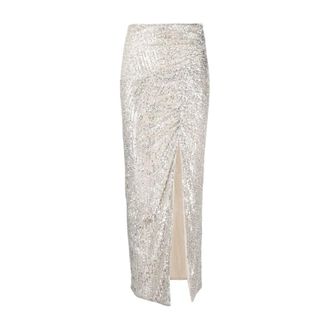 Self Portrait Gonna lunga con paillettes elasticizzate AW22-019s - - Skirts - Donna - Grigio - S