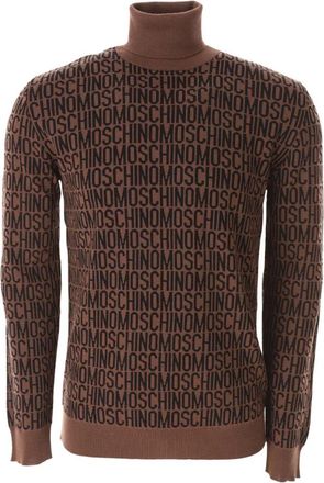 Moschino Bruine Logo Turtle Neck Sweater - Heren - Coltruien - Bruin - XL - Wol - Truien & Vesten