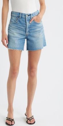 Moussy Vintage Harbeson High Waist Cutoff Denim Shorts in Blue at Nordstrom Rack, Size 24
