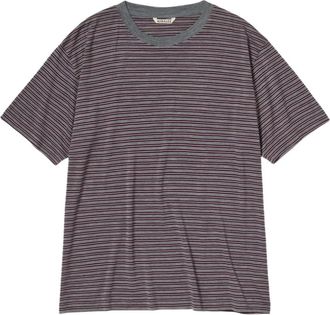 Auralee Tops, Heren, Grijs, L, Wol, Soft Smooth Wool Stripe Jersey Tee