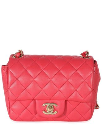Chanel Pink Quilted Lambskin Mini Square Flap Bag (Authentic Pre-Loved)