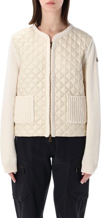 Moncler White Logo Full Sleeves Cardigan