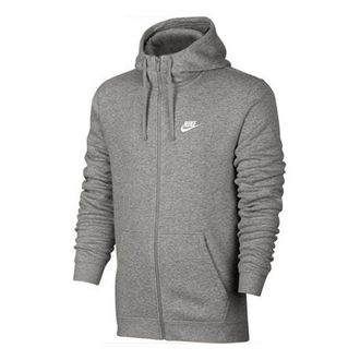 Nike Logo Embroidered Fleece Lined Hooded Jacket Gray 804389-063