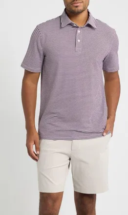G/Fore All Play Stripe Performance Golf Polo in Dark Plum at Nordstrom, Size Xx-Large