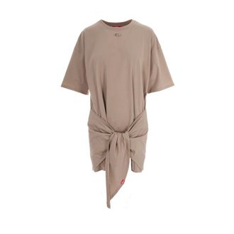Diesel Short Dresses, female, Beige, Size: XS D-Eivor Tie-Detail Mini Dress