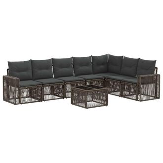 vidaXL Conjunto De Sof&aacute;s De Jard&iacute;n 8 Pcs Gris Y Gris Oscuro Vidaxl