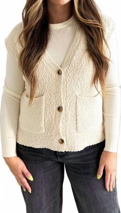 Thread & Supply Emma Sleeveless Cardigan In Antique White