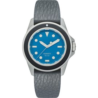 Unimatic UT1-AS Sky Diver Leather Strap Watch, 49mm in Alpine Sky at Nordstrom
