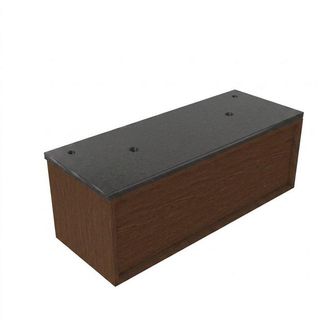 Saniclass Holz Frame Badkamermeubelset - 120x45x43cm - Noche basalten wastafelblad gepolijst (zwart) - 2 kraangaten - 1 lade - mat walnut pure (hout)