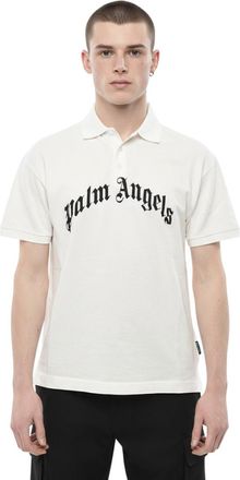 Palm Angels White Logo Shirt Collar Polo