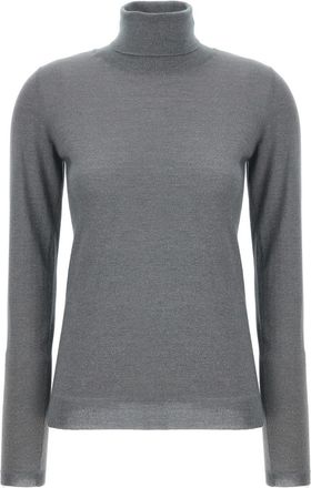 Brunello Cucinelli Grey Lurex turtleneck sweater