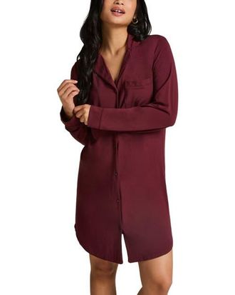 Hunkem&ouml;ller Essential Jersey Shirtdress in Windsor Wine at Nordstrom, Size Xx-Large