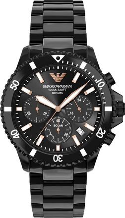 Emporio Armani World Explorer Solar Chronograph Ceramic Watch in Black at Nordstrom