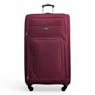 Infinity Leather Unisex Soft Shell Lightweight Nylon Extra Large 4 Wheels Travel Suitcase - Wine - Size X-Large