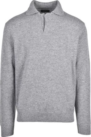 Zanone Polo van gebreide stof - Heren - Polos - Grijs - L - Wol - Tops