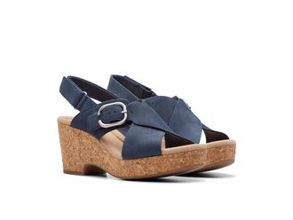 Clarks Giselle Dove Womens Sandals Navy Nubuck : 11 B - Medium, Leather/Rubber