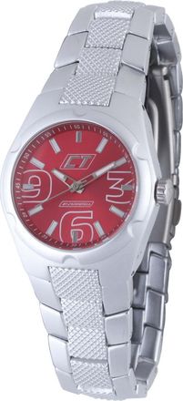 Chronotech Womens Red Silver Band Watch - One Size
