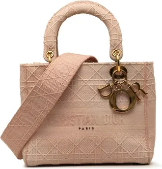 Dior Pre-owned Dior Medium Embroidered Canvas Cannage Lady D Lite Ladies TWEAX4508NMSRSWQ