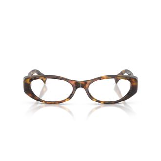 Miu Miu Tortoiseshell Oval Frame Eyeglasses with Cat-Eye Silhouette