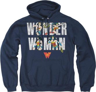 Gildan Wonder Woman Ww 80th Illustrated Type Adult Pull Over Hoodie / Hooded Sweatshirt