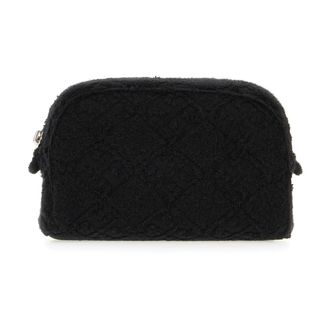 Tory Burch Stijlvolle Clutch Tas voor Vrouwen - Dames - Toilettassen - Zwart - ONE Size - Katoen - Tassen